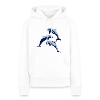 Delfin, Delfine - Dolphin - Frauen Premium Bio Hoodie - Weiß - Vorne - Julia (174cm)
