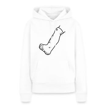 jambe dans le plâtre_1_g1s - Sweat à capuche Premium bio Femme - blanc - Devant - Julia (174cm)