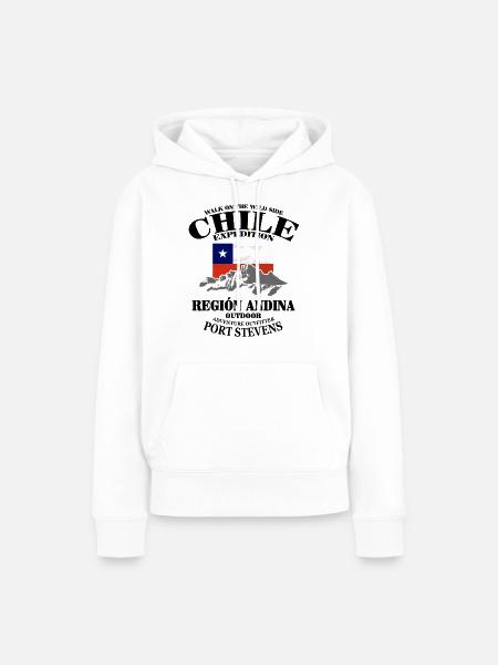 Chile - Flag & Mountains - Frauen Premium Bio Hoodie - Weiß