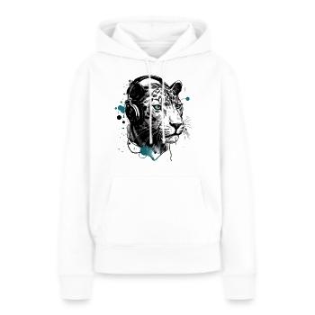 Rita la panthère audiophile - Sweat à capuche Premium bio Femme - blanc - Devant - Julia (174cm)
