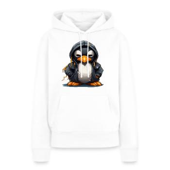 Lässiger Pinguin Hoodie - Frauen Premium Bio Hoodie - Weiß - Vorne - Julia (174cm)