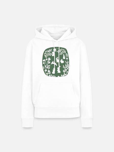 Family Rabbit in Green Silhouette - Women’s Premium Organic Hoodie - white