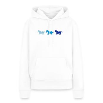 Trois chevaux au galop - Sweat à capuche Premium bio Femme - blanc - Devant - Julia (174cm)