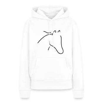 Cheval minimal - Sweat à capuche Premium bio Femme - blanc - Devant - Julia (174cm)