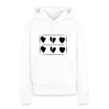 Motif rectangle de six cœurs - Sweat à capuche Premium bio Femme - blanc - Devant - Julia (174cm)
