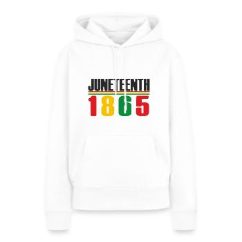 Juneteenth Day 1865, Jour de la Liberté Amérique Africaine - Sweat à capuche Premium bio Femme - blanc - Devant - Julia (174cm)
