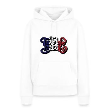 Drapeau de la France Mal du pays Drapeau français - Sweat à capuche Premium bio Femme - blanc - Devant - Julia (174cm)