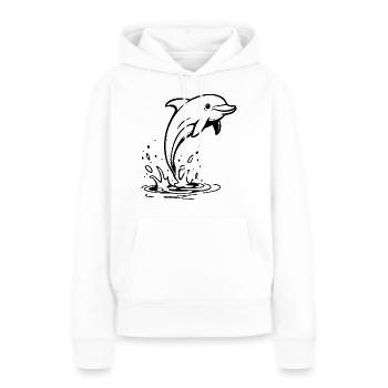 Springender Delfin – Niedliche Illustration - Frauen Premium Bio Hoodie - Weiß - Vorne - Julia (174cm)