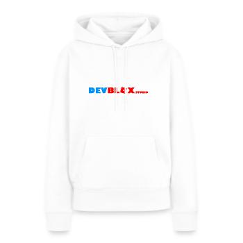 DevBlox_Studio Logo - Frauen Premium Bio Hoodie - Weiß - Vorne - Julia (174cm)