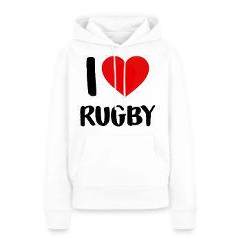 I LOVE RUGBY - Sweat à capuche Premium bio Femme - blanc - Devant - Julia (174cm)