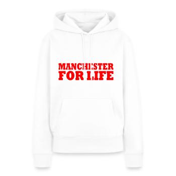 MANCHESTER - Sweat à capuche Premium bio Femme - blanc - Devant - Julia (174cm)