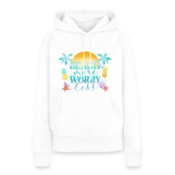 Beach More. Worry Less. - Women’s Premium Organic Hoodie - white - Front - Julia (174cm)