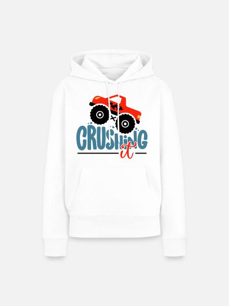 Crushing It Hotrod Grafik - Frauen Premium Bio Hoodie - Weiß