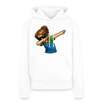Enseignante de maternelle en dabing - Sweat à capuche Premium bio Femme - blanc - Devant - Julia (174cm)