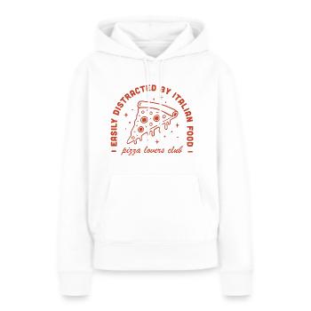 Pizza spécialités italiennes vintage 80s aesthetic - Sweat à capuche Premium bio Femme - blanc - Devant - Julia (174cm)