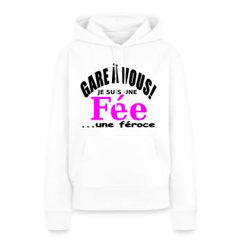 Humour / Je suis une féroce / Design Drôle - Sweat à capuche Premium bio Femme - blanc - Devant - Julia (174cm)