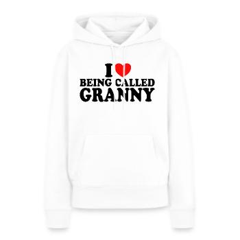 Cadeau Pour Mamies J'Adore Être Appelée Mamie - Sweat à capuche Premium bio Femme - blanc - Devant - Julia (174cm)