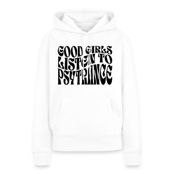 Filles Écoutent De La Psytrance Musique - Sweat à capuche Premium bio Femme - blanc - Devant - Julia (174cm)