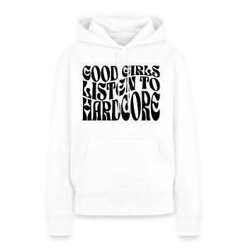 Filles Écoutent De La Hardcore Techno - Sweat à capuche Premium bio Femme - blanc - Devant - Julia (174cm)