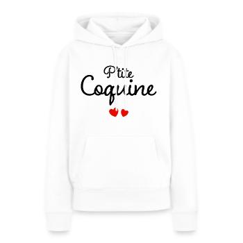 Petite Coquine Humour Surnom Affectueux Femme - Sweat à capuche Premium bio Femme - blanc - Devant - Julia (174cm)