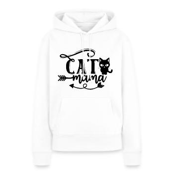 Maman chatte - Katzenmama - Sweat à capuche Premium bio Femme - blanc - Devant - Julia (174cm)