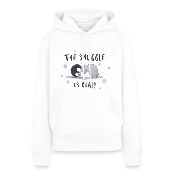 Der Kuschel ist echt - Pinguin - Frauen Premium Bio Hoodie - Weiß - Vorne - Julia (174cm)