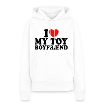 Adore Mon Copain Humour J'aime Mon Petit Ami - Sweat à capuche Premium bio Femme - blanc - Devant - Julia (174cm)