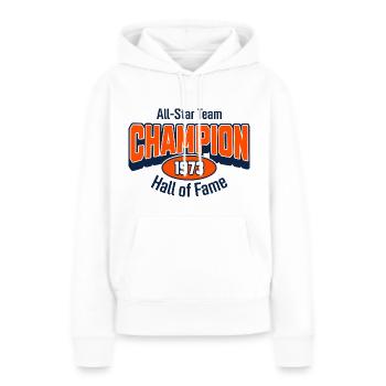 Champion 1973 – Geburtstagsgeschenk College Stil - Frauen Premium Bio Hoodie - Weiß - Vorne - Julia (174cm)