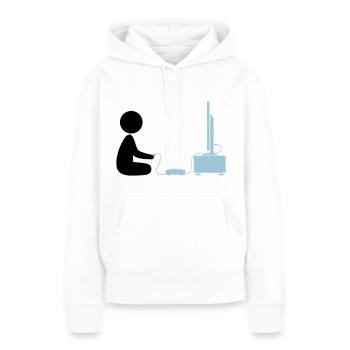 Un garçon joue avec sa console de jeux - Sweat à capuche Premium bio Femme - blanc - Devant - Julia (174cm)