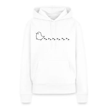 Oiseau drôle avec des traces d'oiseaux - Sweat à capuche Premium bio Femme - blanc - Devant - Julia (174cm)