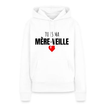 jeux de mots fête des mères cadeau maman - Sweat à capuche Premium bio Femme - blanc - Devant - Julia (174cm)