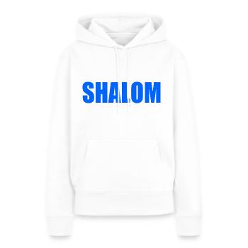 Shalom - Sweat à capuche Premium bio Femme - blanc - Devant - Julia (174cm)