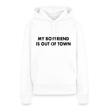 my boyfriend is out of town - Sweat à capuche Premium bio Femme - blanc - Devant - Julia (174cm)