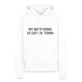 my boyfriend if out of town - Sweat à capuche Premium bio Femme - blanc - Devant - Julia (174cm)