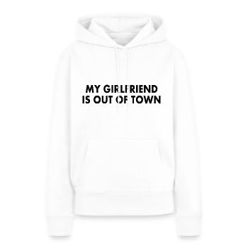 my girlfriend is out of town - Sweat à capuche Premium bio Femme - blanc - Devant - Julia (174cm)
