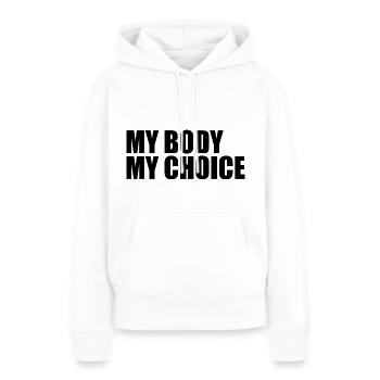 Mon corps, mon choix - Sweat à capuche Premium bio Femme - blanc - Devant - Julia (174cm)