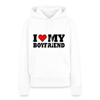 I love my boyfriend - Frauen Premium Bio Hoodie - Weiß - Vorne - Julia (174cm)