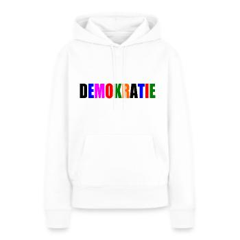 Démocratie - Sweat à capuche Premium bio Femme - blanc - Devant - Julia (174cm)
