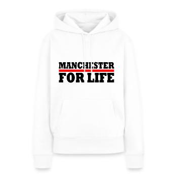 Manchester - Sweat à capuche Premium bio Femme - blanc - Devant - Julia (174cm)
