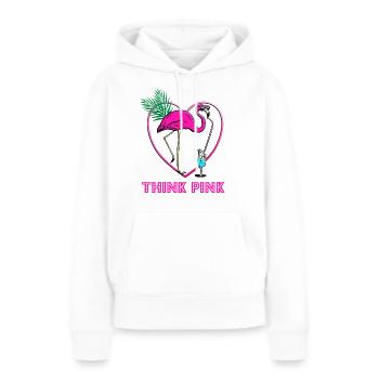 Flamingo - Pensez rose - Sweat à capuche Premium bio Femme - blanc - Devant - Julia (174cm)
