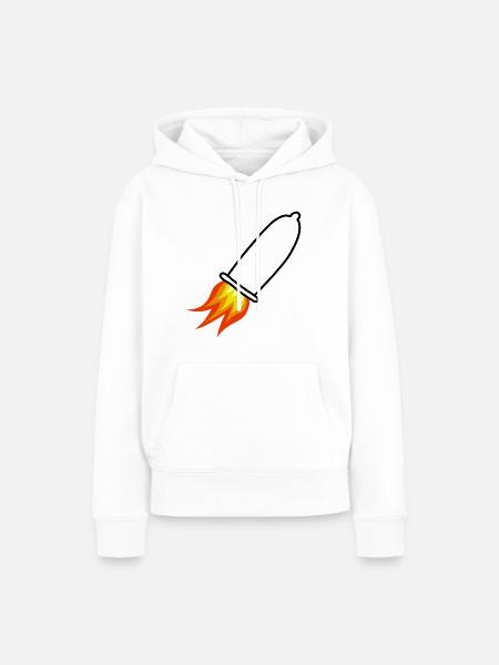 Kondom Rakete - Frauen Premium Bio Hoodie - Weiß