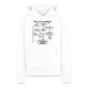 DIY Problemlöser - Frauen Premium Bio Hoodie - Weiß - Vorne - Julia (174cm)
