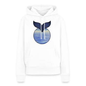 Baleine nageoire - Sweat à capuche Premium bio Femme - blanc - Devant - Julia (174cm)