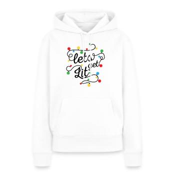 Boisson de Noël allume des ampoules sur un cadeau - Sweat à capuche Premium bio Femme - blanc - Devant - Julia (174cm)