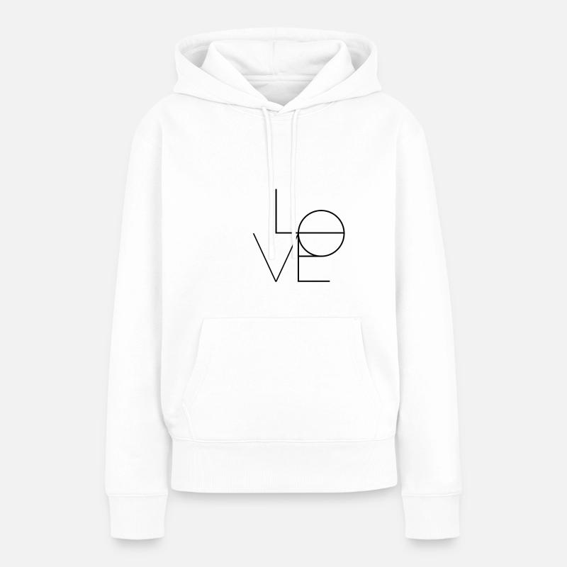 Miłość - Minimal Design - Ekologiczna damska bluza z kapturem Premium - biały