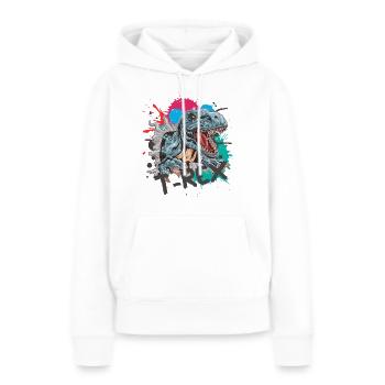 T-Rex - Sweat à capuche Premium bio Femme - blanc - Devant - Julia (174cm)