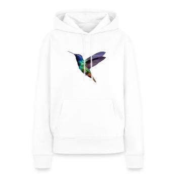 Oiseau polygone - Sweat à capuche Premium bio Femme - blanc - Devant - Julia (174cm)