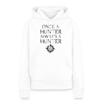 CHASSEUR, CADEAU - Sweat à capuche Premium bio Femme - blanc - Devant - Julia (174cm)