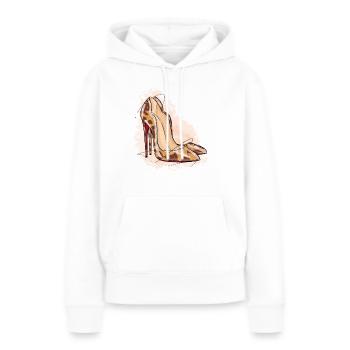 Stylische Highheels im Leopardenlook - Frauen Premium Bio Hoodie - Weiß - Vorne - Julia (174cm)