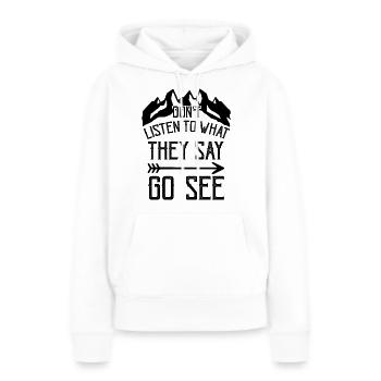 Travel - Frauen Premium Bio Hoodie - Weiß - Vorne - Julia (174cm)